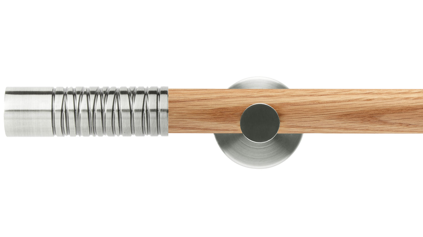 Rolls Neo Wired Barrel 28mm Wooden Curtain Pole - Fendow