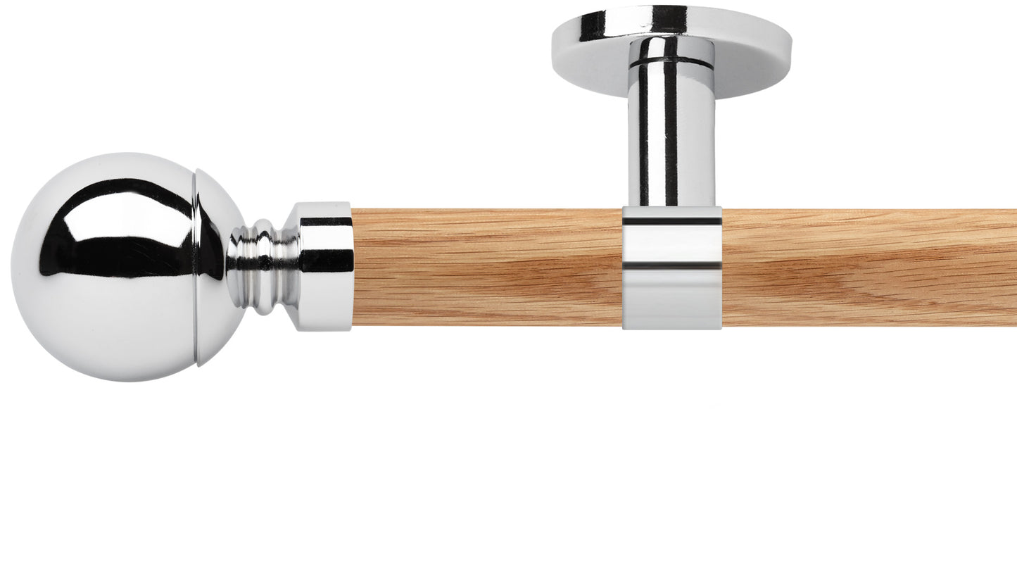 Rolls Neo Ball 35mm Wooden Curtain Pole - Fendow