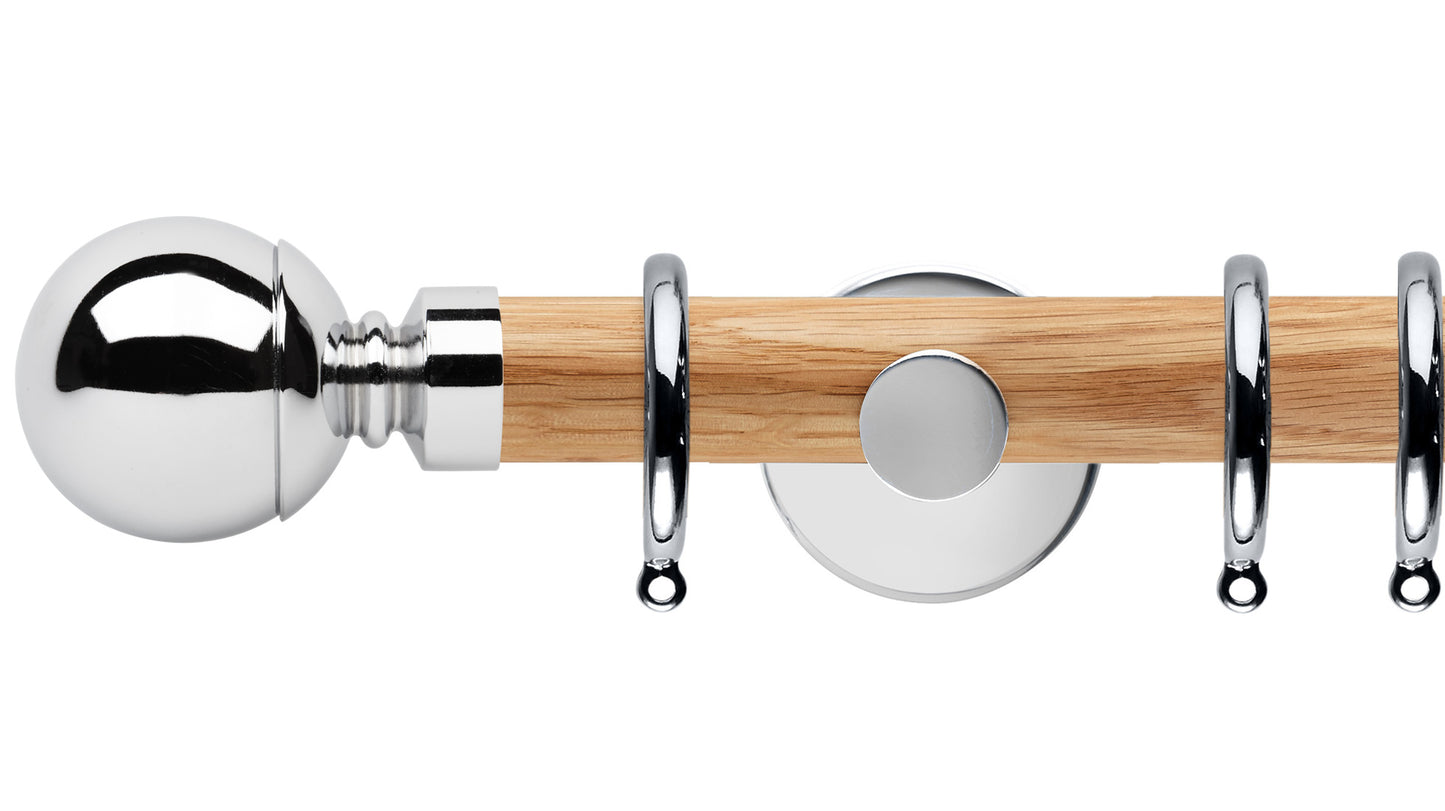 Rolls Neo Ball 35mm Wooden Curtain Pole - Fendow