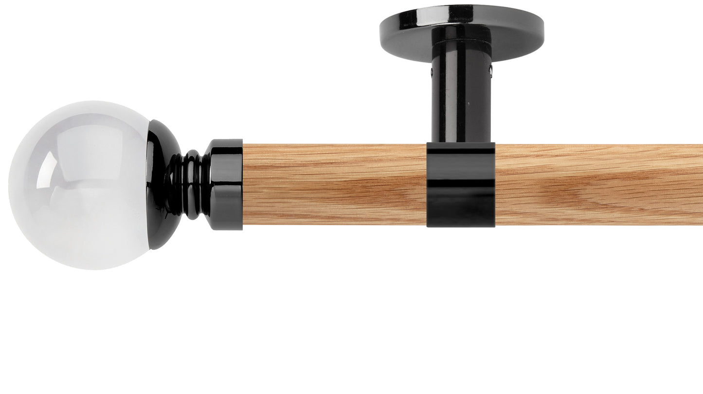 Rolls Neo Clear Ball 35mm Wooden Curtain Pole - Fendow