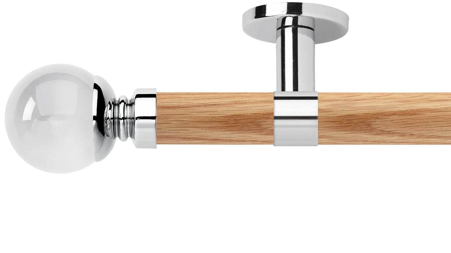 Rolls Neo Clear Ball 35mm Wooden Curtain Pole - Fendow