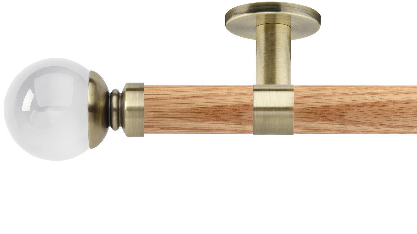 Rolls Neo Clear Ball 35mm Wooden Curtain Pole - Fendow