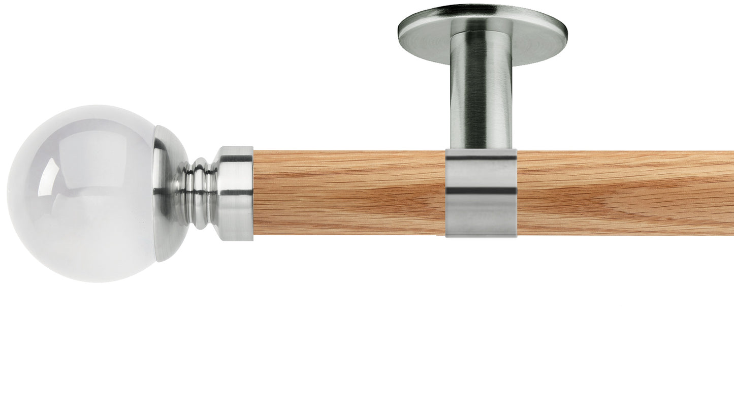 Rolls Neo Clear Ball 35mm Wooden Curtain Pole - Fendow