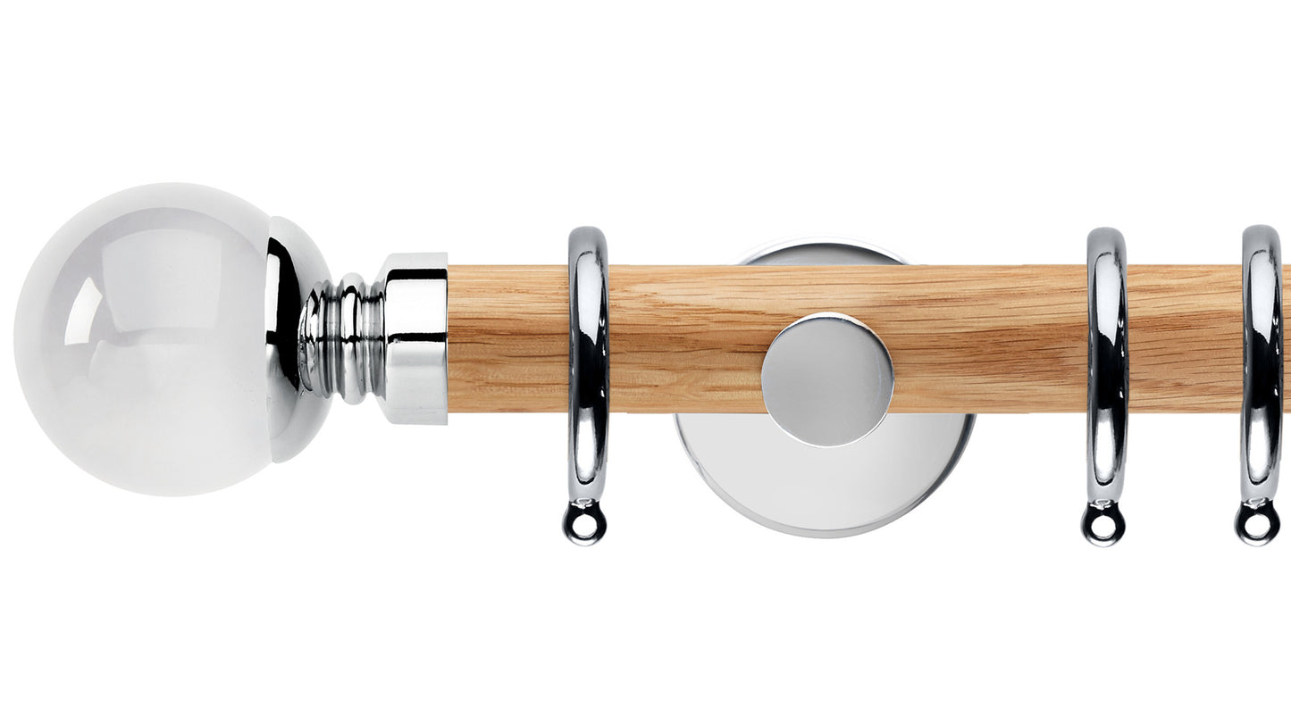 Rolls Neo Clear Ball 35mm Wooden Curtain Pole - Fendow