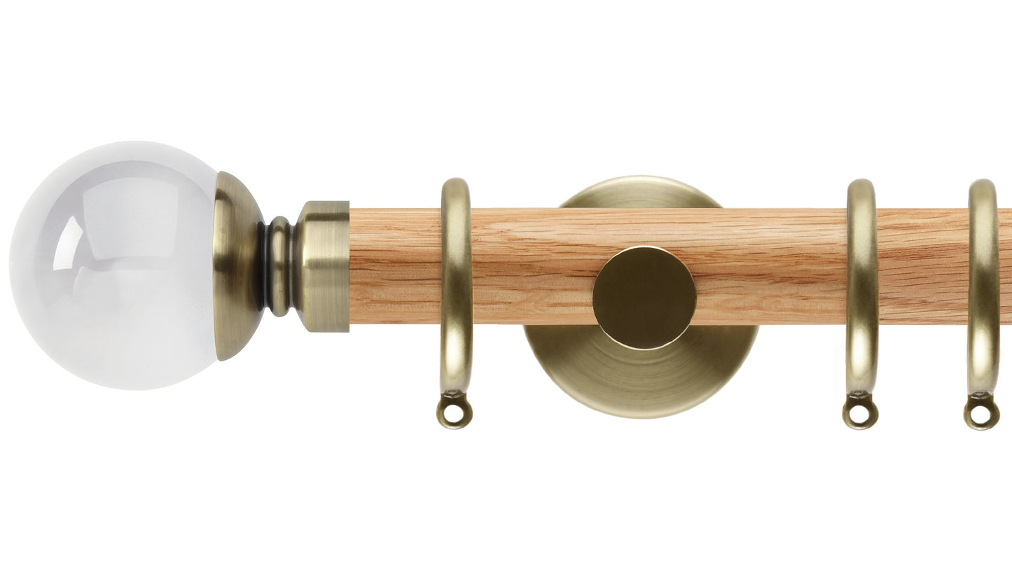 Rolls Neo Clear Ball 35mm Wooden Curtain Pole - Fendow