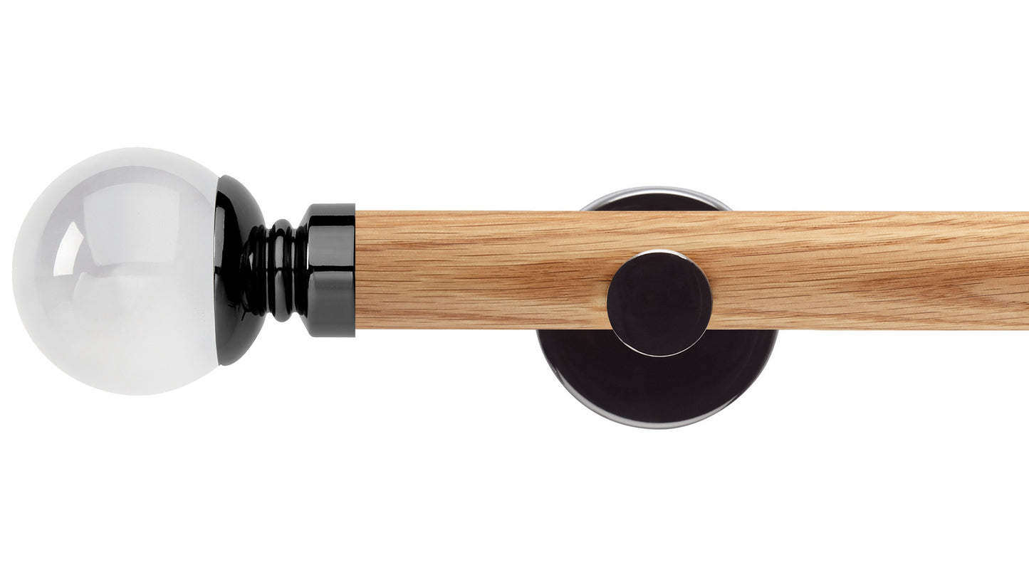 Rolls Neo Clear Ball 35mm Wooden Curtain Pole - Fendow