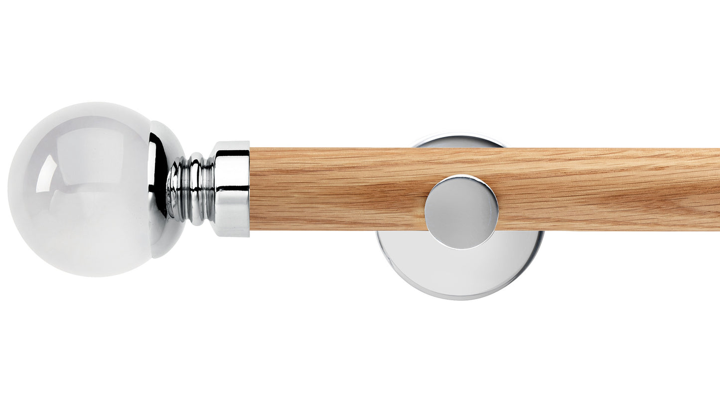 Rolls Neo Clear Ball 35mm Wooden Curtain Pole - Fendow