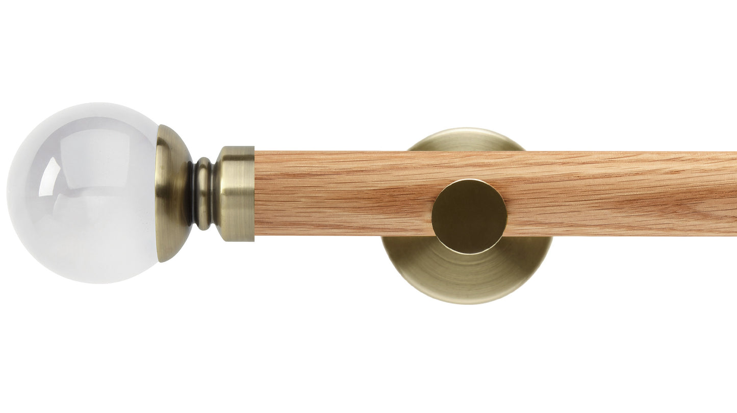 Rolls Neo Clear Ball 35mm Wooden Curtain Pole - Fendow