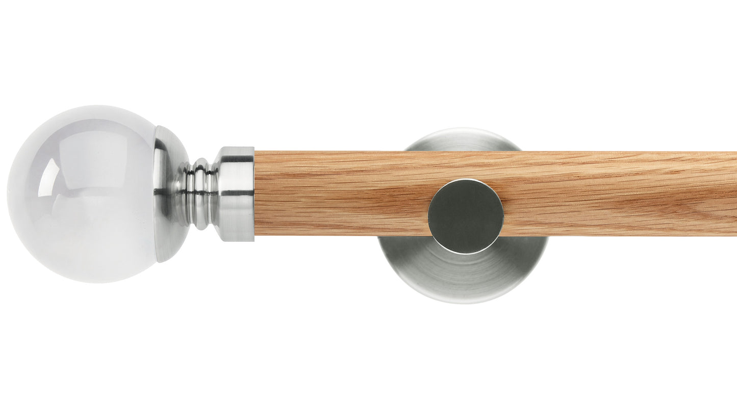 Rolls Neo Clear Ball 35mm Wooden Curtain Pole - Fendow