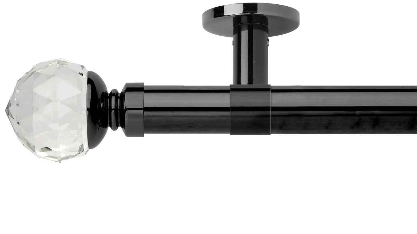 Rolls Neo Clear Faceted Ball 35mm Metal Curtain Pole - Fendow