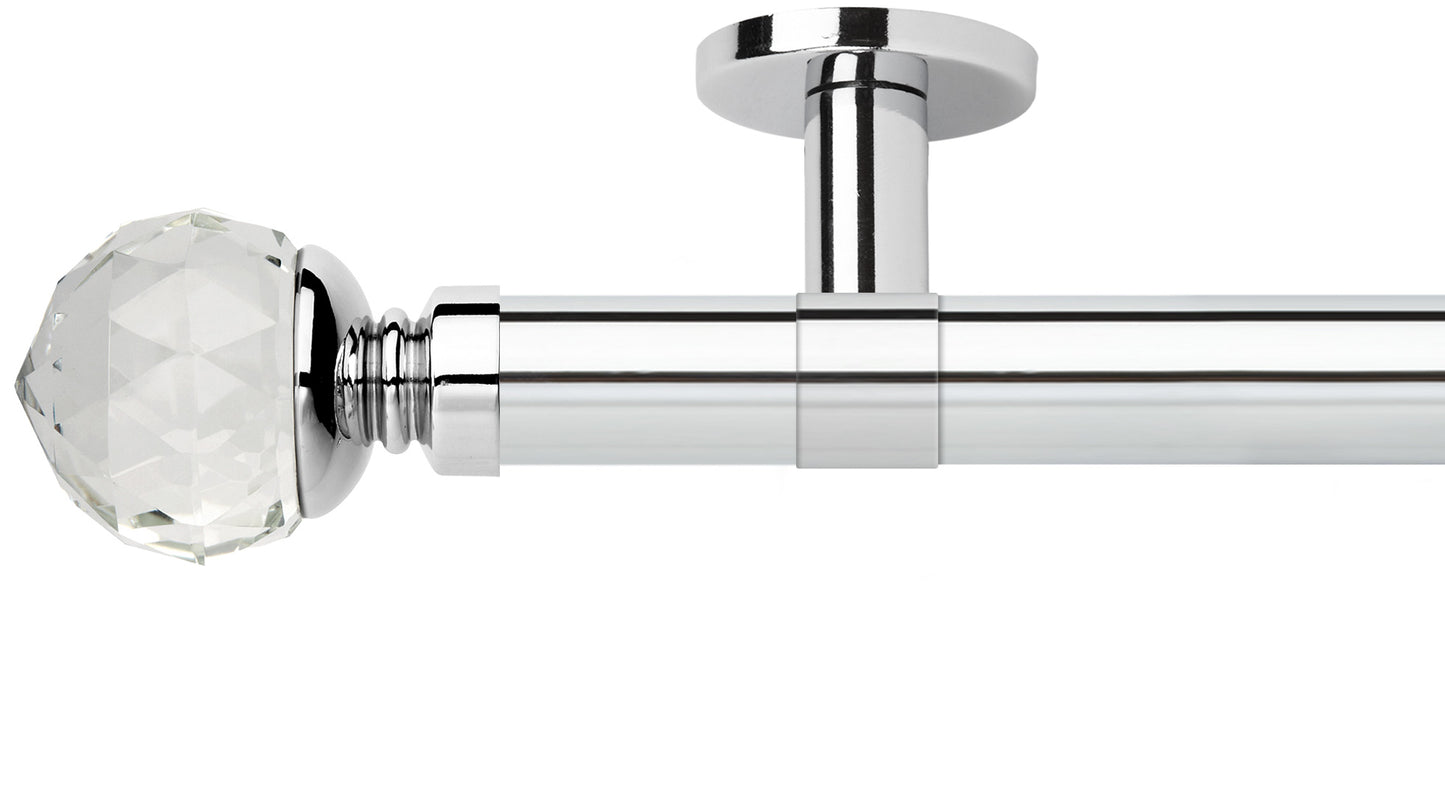 Rolls Neo Clear Faceted Ball 35mm Metal Curtain Pole - Fendow