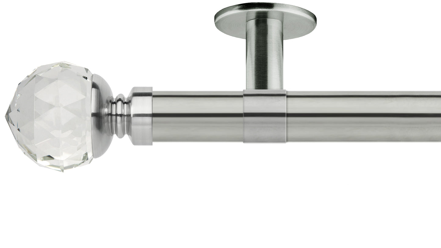 Rolls Neo Clear Faceted Ball 35mm Metal Curtain Pole - Fendow