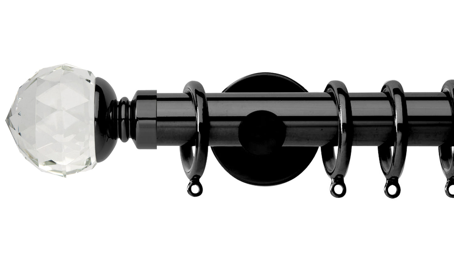 Rolls Neo Clear Faceted Ball 35mm Metal Curtain Pole - Fendow