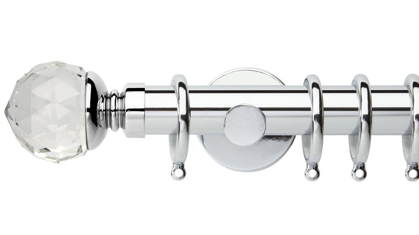 Rolls Neo Clear Faceted Ball 35mm Metal Curtain Pole - Fendow