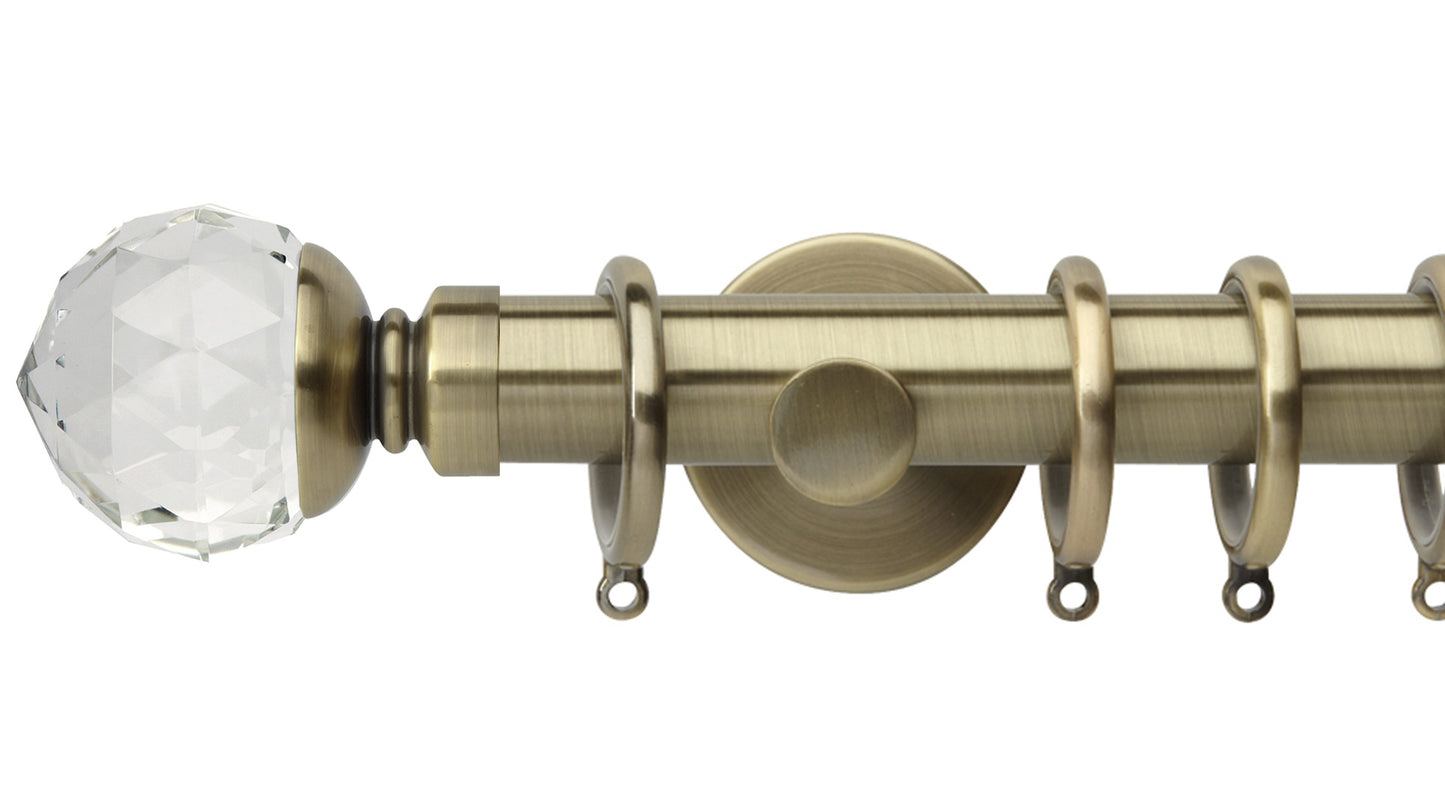 Rolls Neo Clear Faceted Ball 35mm Metal Curtain Pole - Fendow