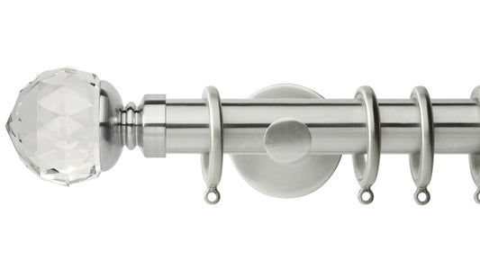 Rolls Neo Clear Faceted Ball 35mm Metal Curtain Pole - Fendow