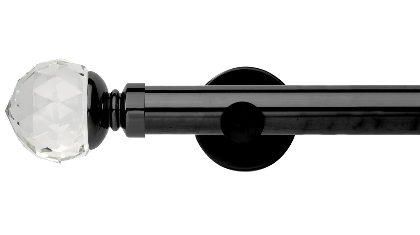 Rolls Neo Clear Faceted Ball 35mm Metal Curtain Pole - Fendow