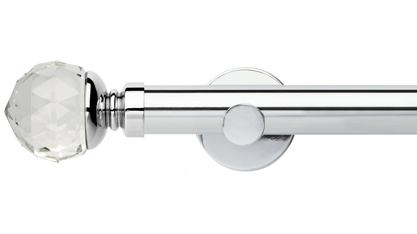 Rolls Neo Clear Faceted Ball 35mm Metal Curtain Pole - Fendow