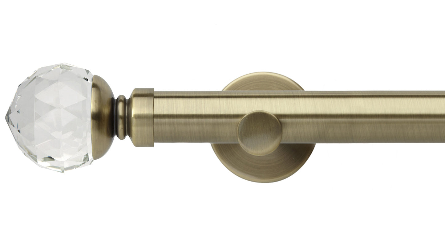 Rolls Neo Clear Faceted Ball 35mm Metal Curtain Pole - Fendow