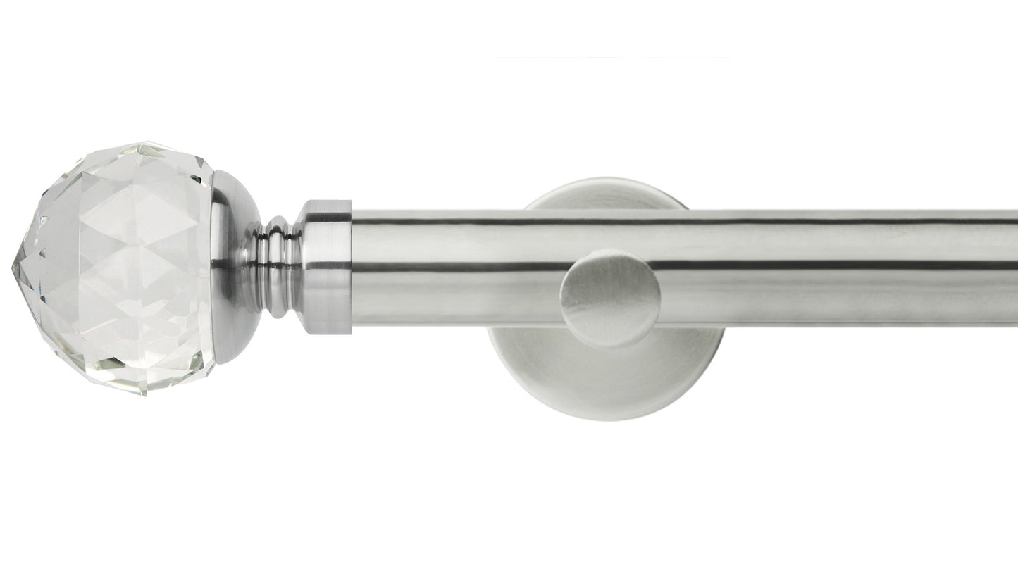 Rolls Neo Clear Faceted Ball 35mm Metal Curtain Pole - Fendow