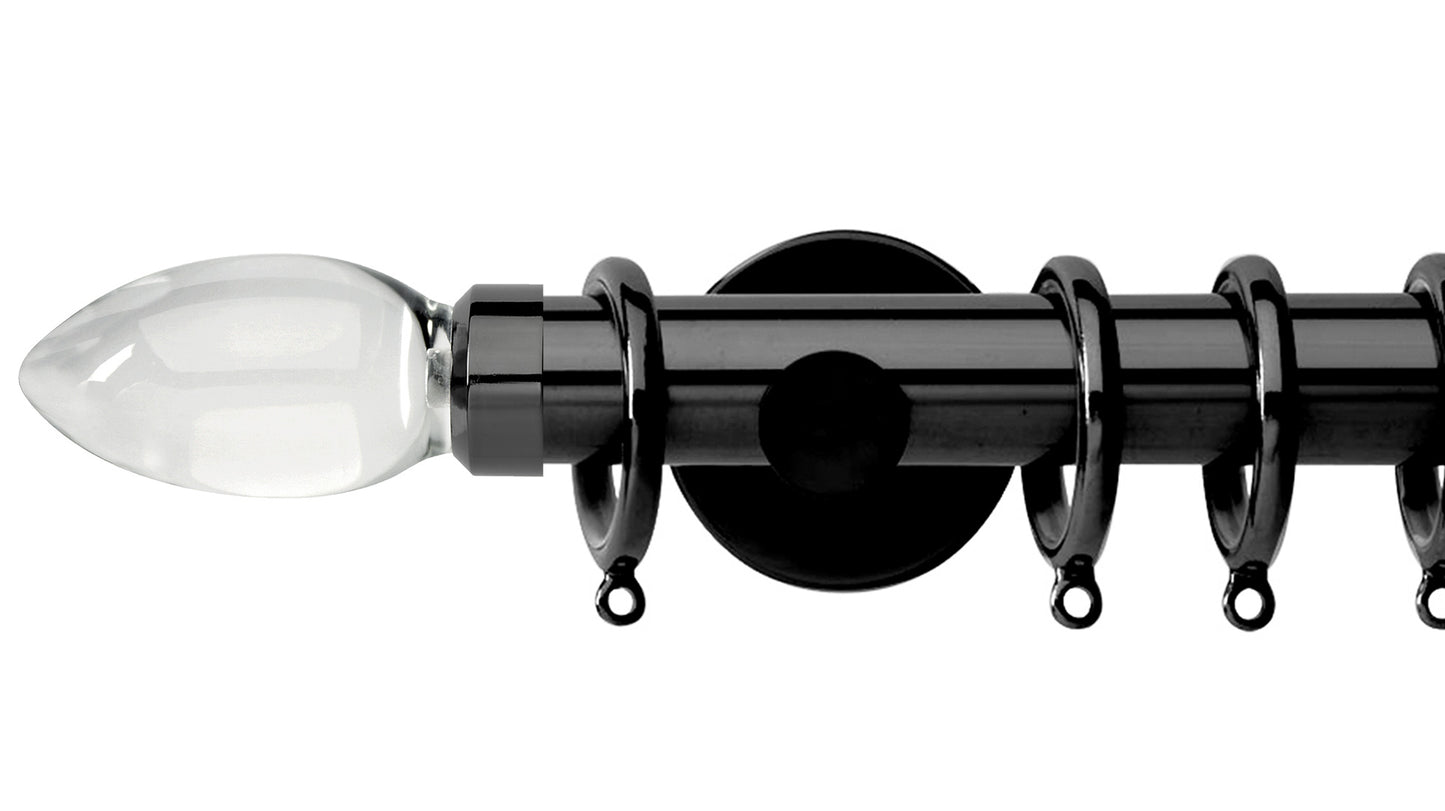 Rolls Neo Clear Teardrop 35mm Metal Curtain Pole - Fendow