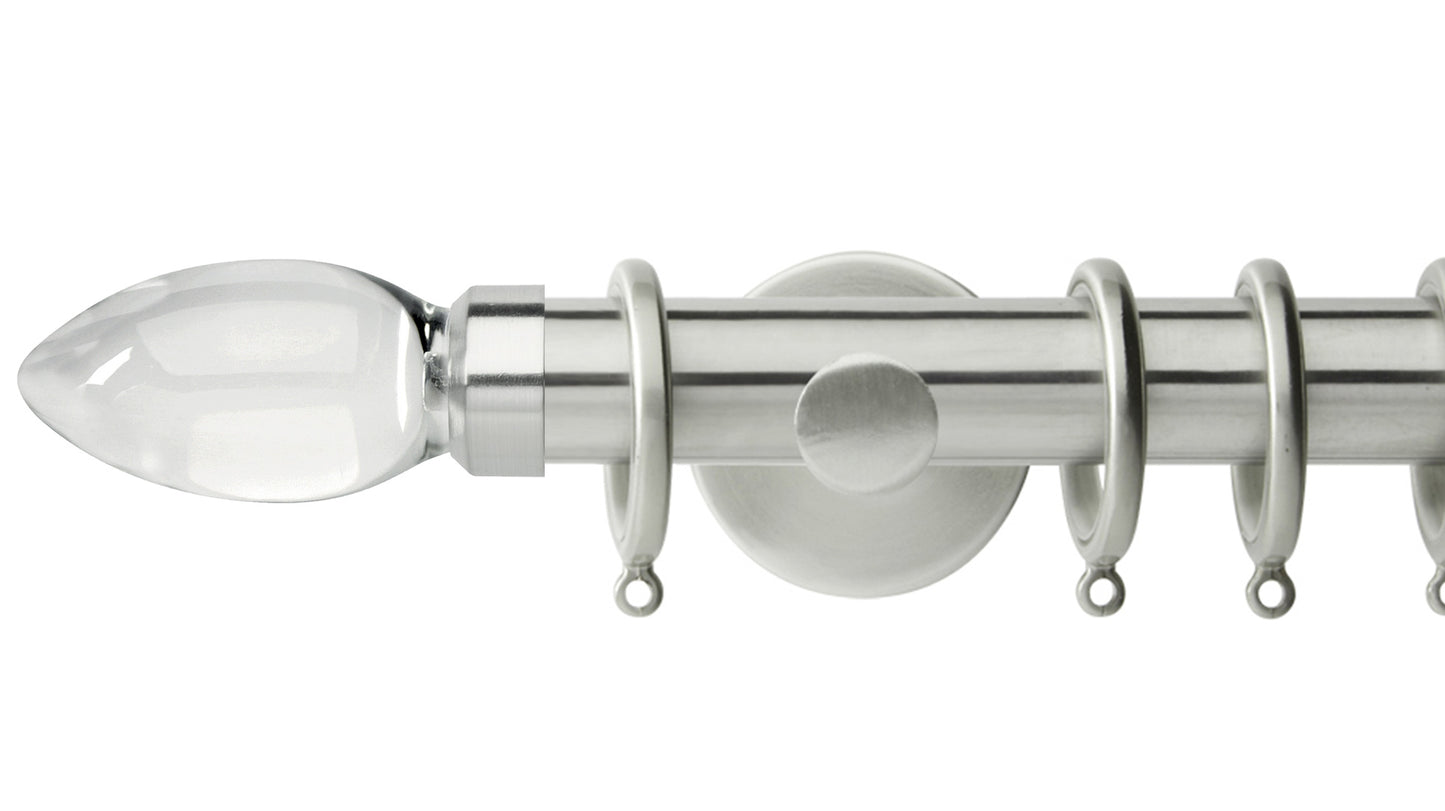 Rolls Neo Clear Teardrop 35mm Metal Curtain Pole - Fendow