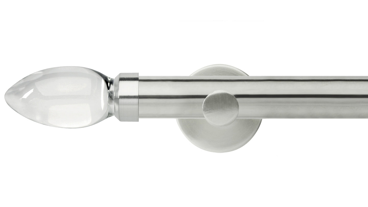 Rolls Neo Clear Teardrop 35mm Metal Curtain Pole - Fendow