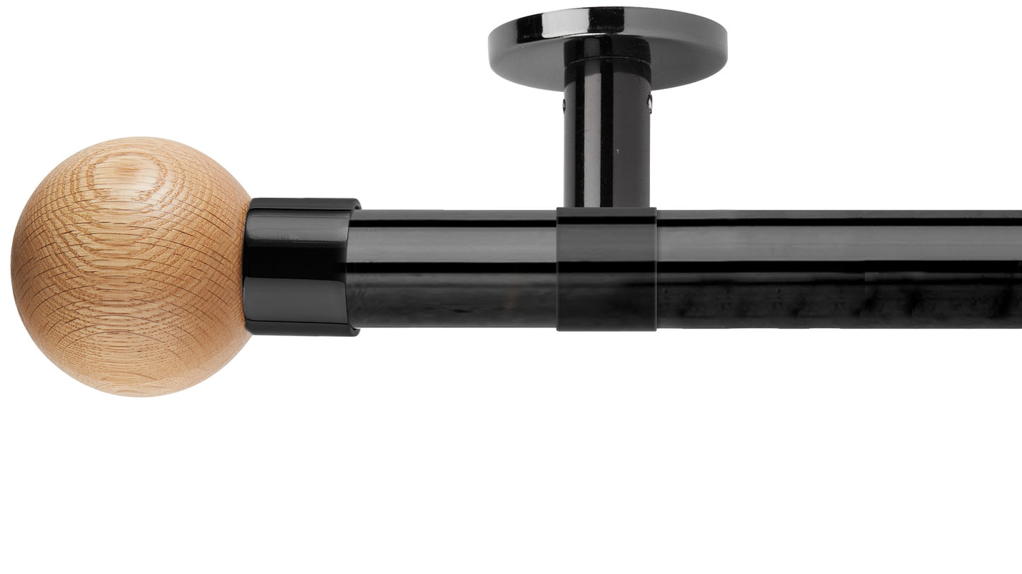 Rolls Neo Oak Ball 35mm Metal Curtain Pole - Fendow