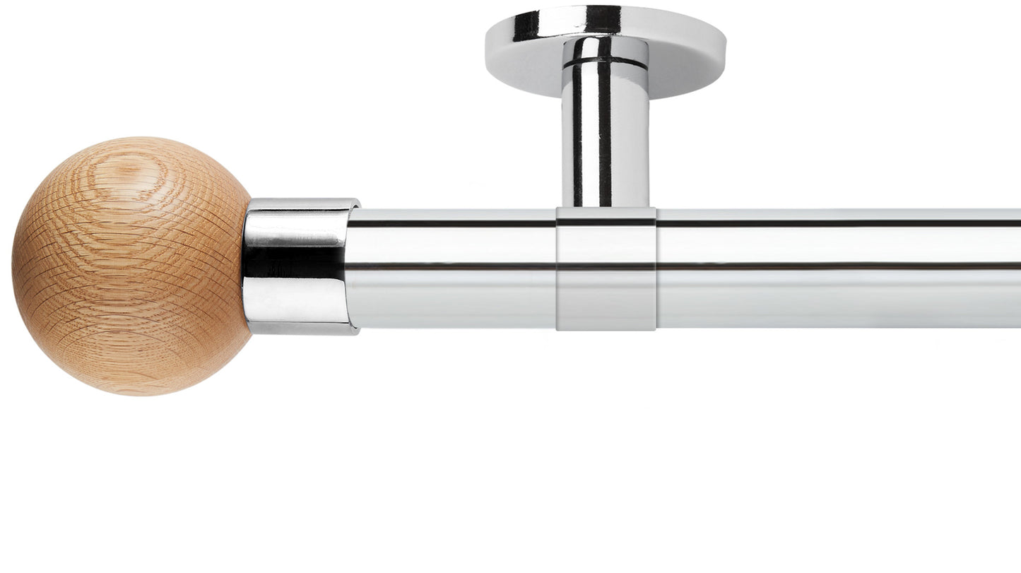 Rolls Neo Oak Ball 35mm Metal Curtain Pole - Fendow