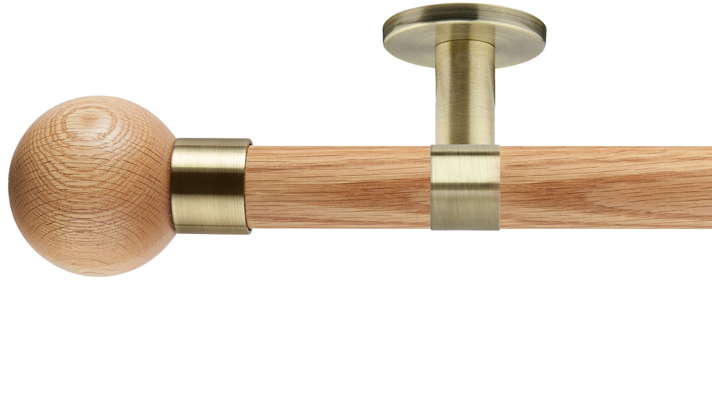 Rolls Neo Oak Ball 35mm Wooden Curtain Pole - Fendow