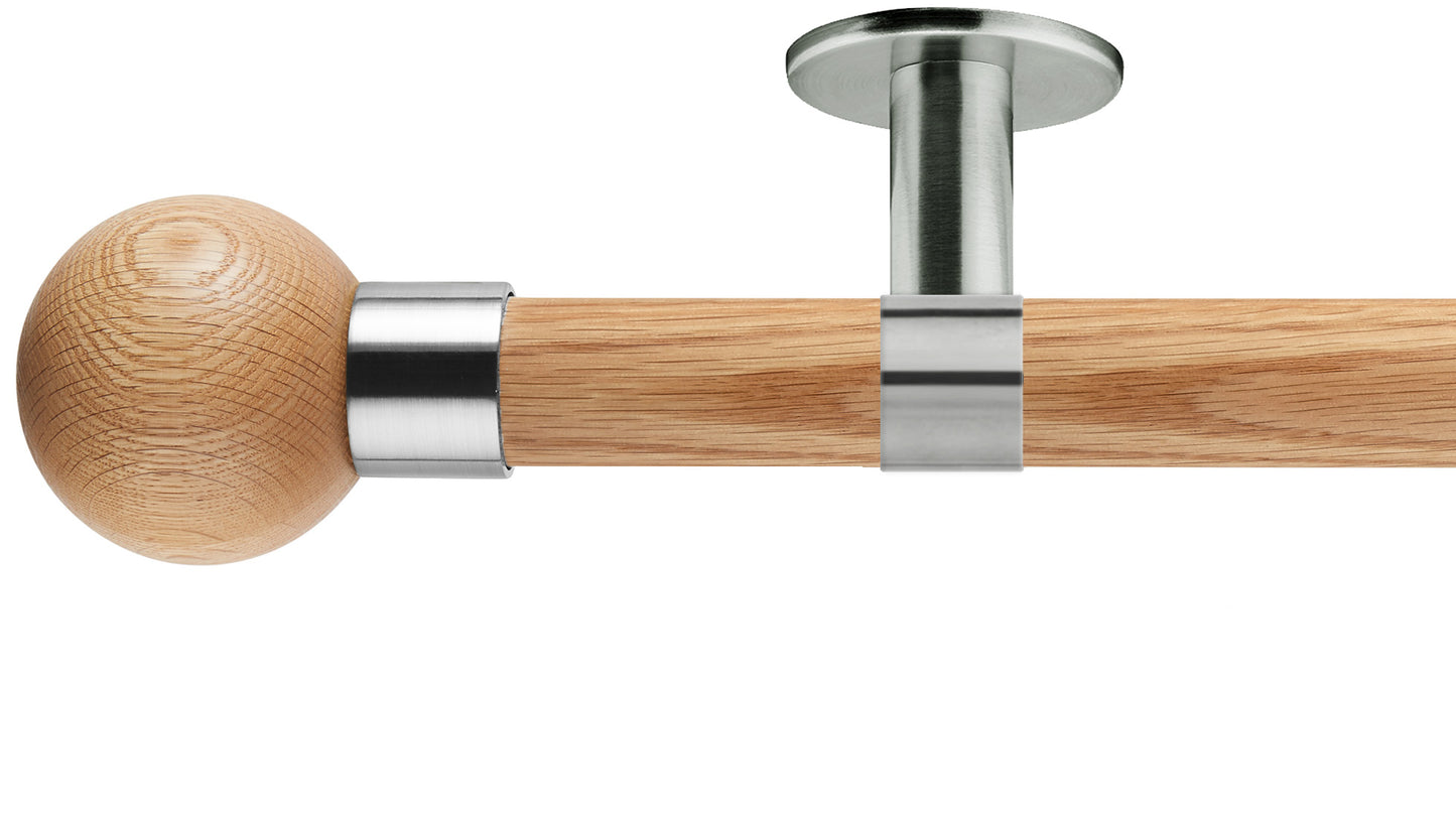 Rolls Neo Oak Ball 35mm Wooden Curtain Pole - Fendow