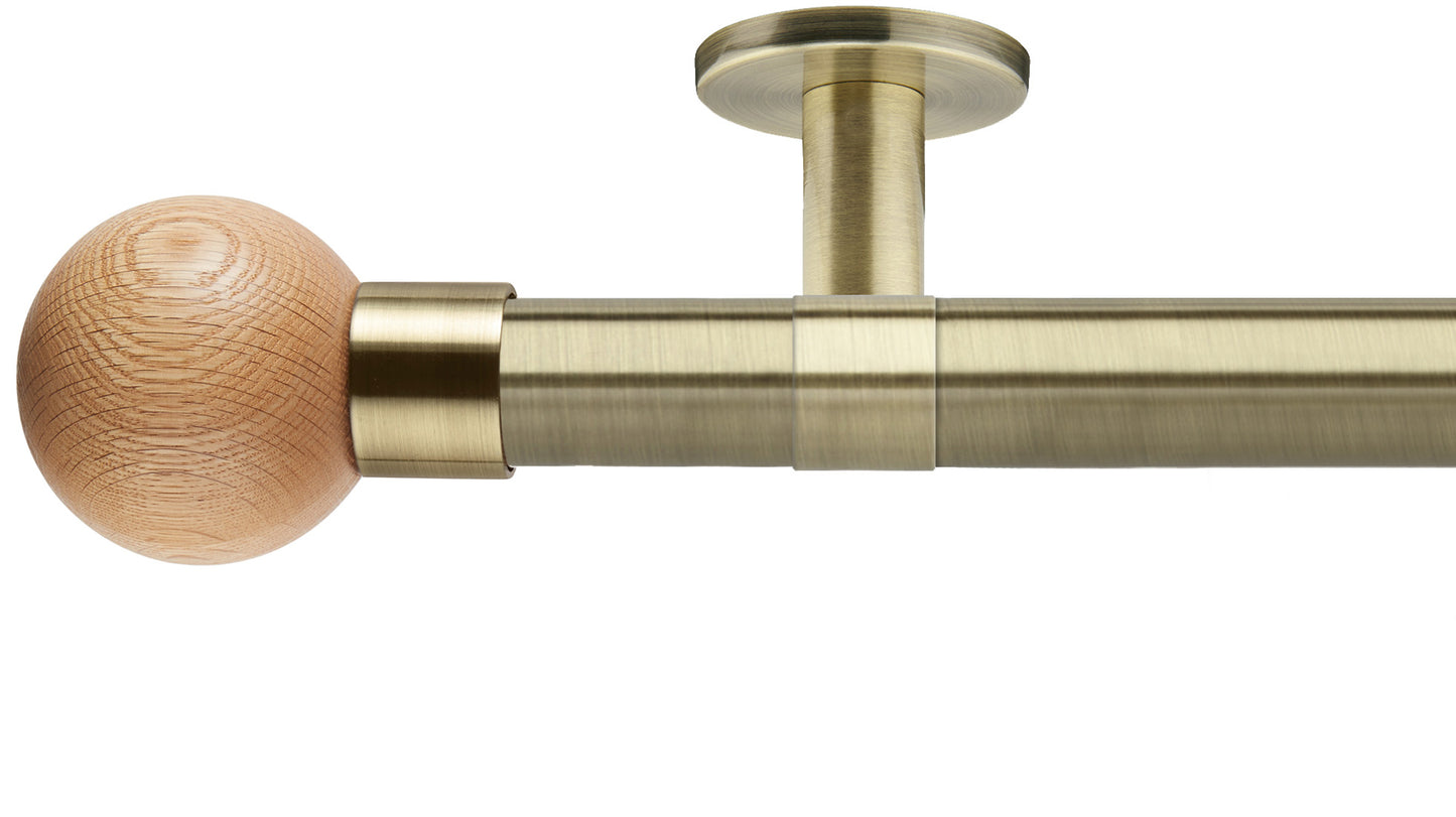 Rolls Neo Oak Ball 35mm Metal Curtain Pole - Fendow