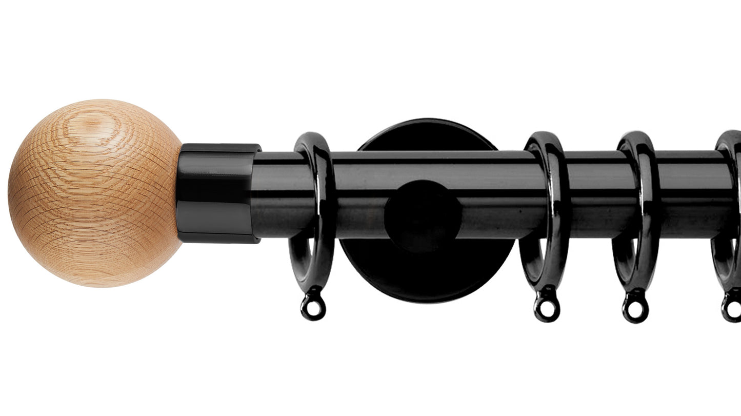 Rolls Neo Oak Ball 35mm Metal Curtain Pole - Fendow