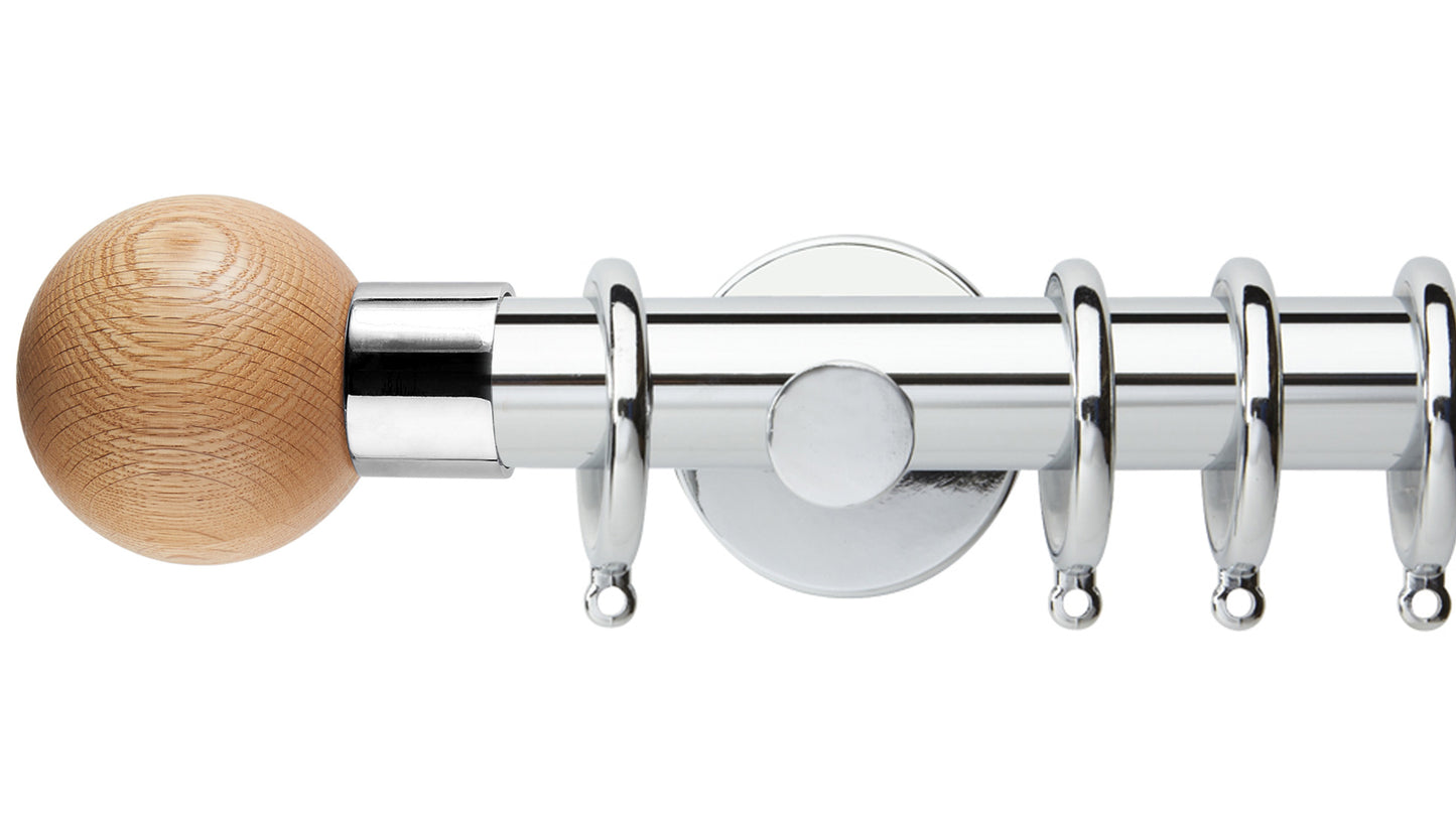 Rolls Neo Oak Ball 35mm Metal Curtain Pole - Fendow