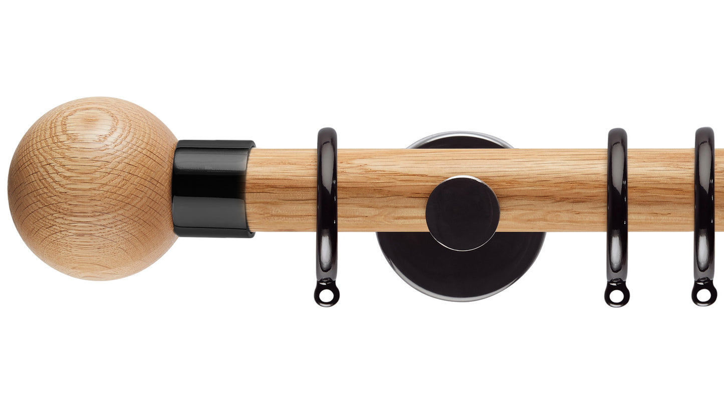 Rolls Neo Oak Ball 35mm Wooden Curtain Pole - Fendow