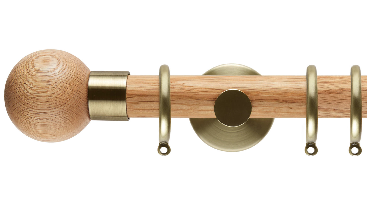 Rolls Neo Oak Ball 35mm Wooden Curtain Pole - Fendow