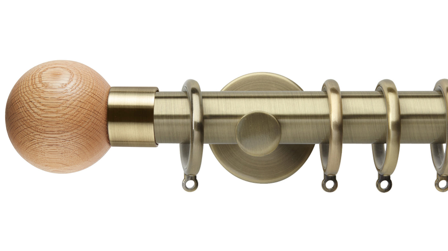 Rolls Neo Oak Ball 35mm Metal Curtain Pole - Fendow