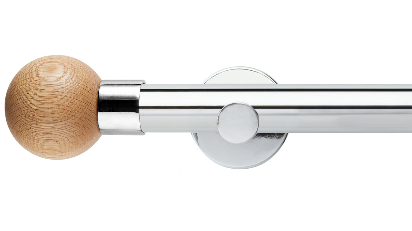 Rolls Neo Oak Ball 35mm Metal Curtain Pole - Fendow