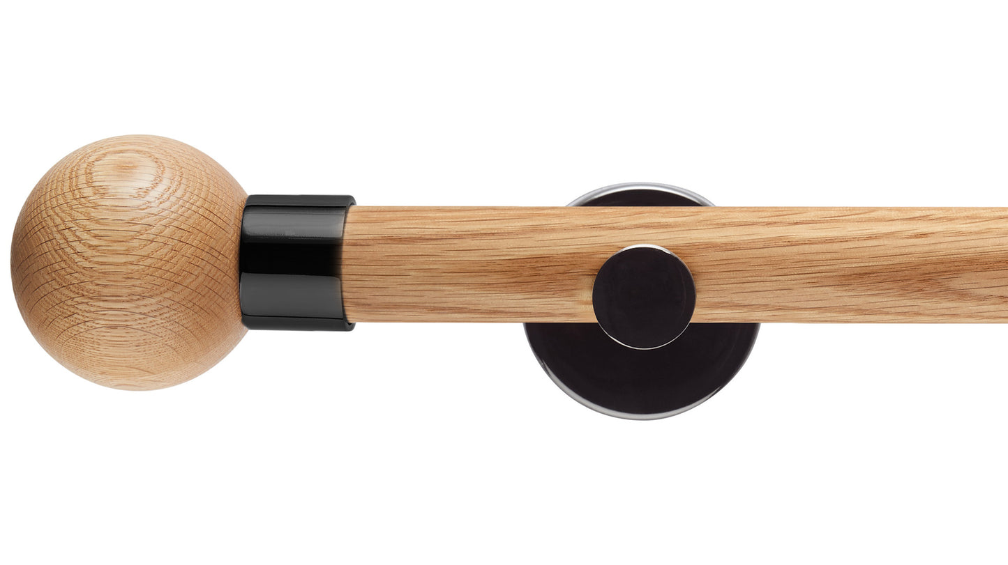 Rolls Neo Oak Ball 35mm Wooden Curtain Pole - Fendow