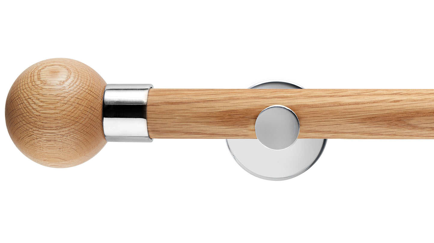 Rolls Neo Oak Ball 35mm Wooden Curtain Pole - Fendow