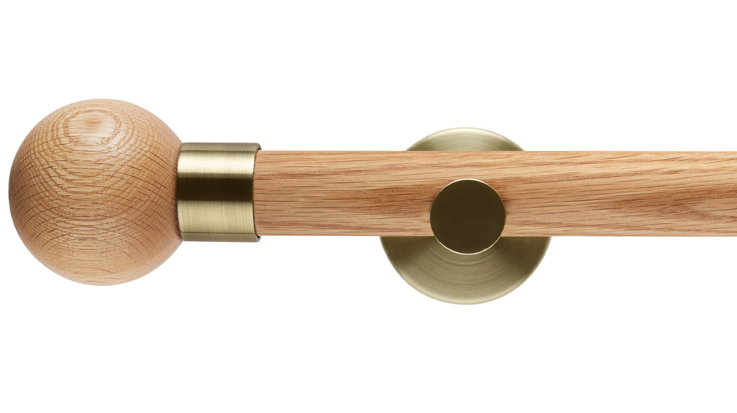 Rolls Neo Oak Ball 35mm Wooden Curtain Pole - Fendow