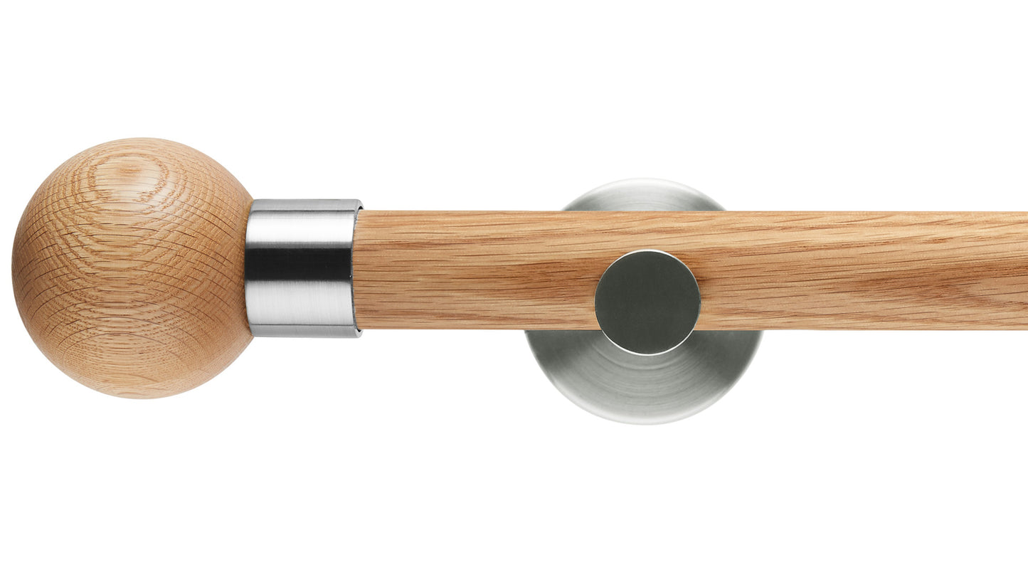 Rolls Neo Oak Ball 35mm Wooden Curtain Pole - Fendow