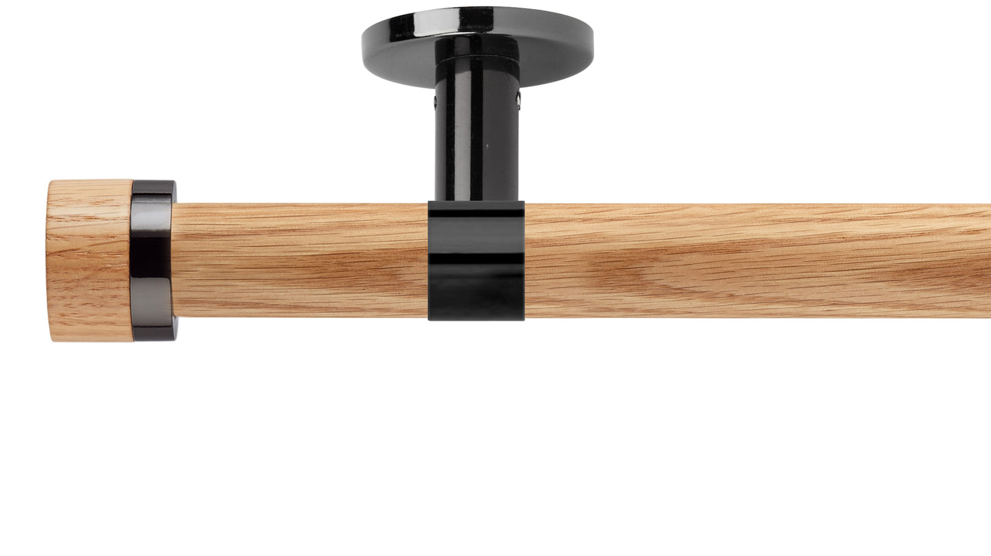 Rolls Neo Oak Stud 35mm Wooden Curtain Pole - Fendow