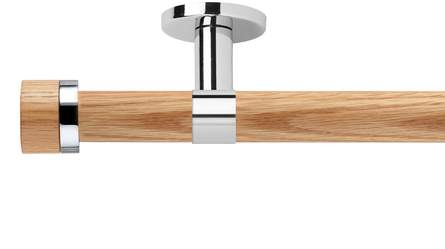 Rolls Neo Oak Stud 35mm Wooden Curtain Pole - Fendow