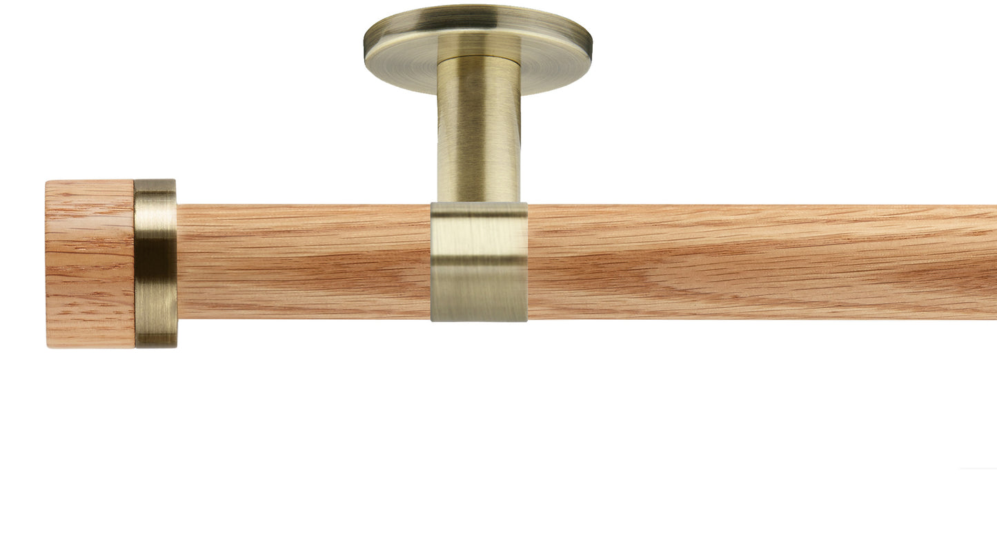 Rolls Neo Oak Stud 35mm Wooden Curtain Pole - Fendow