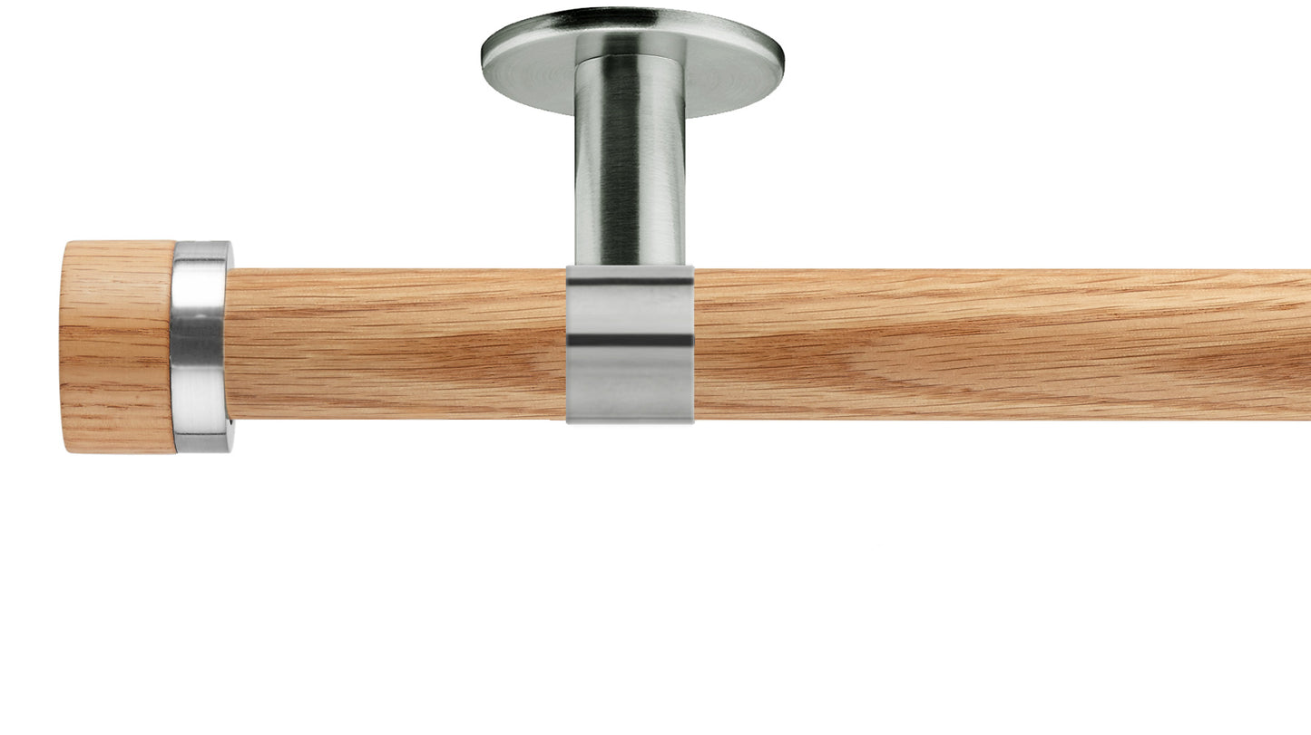 Rolls Neo Oak Stud 35mm Wooden Curtain Pole - Fendow