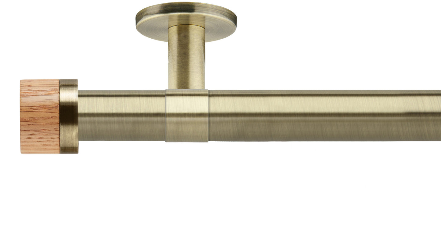 Rolls Neo Oak Stud 35mm Metal Curtain Pole - Fendow