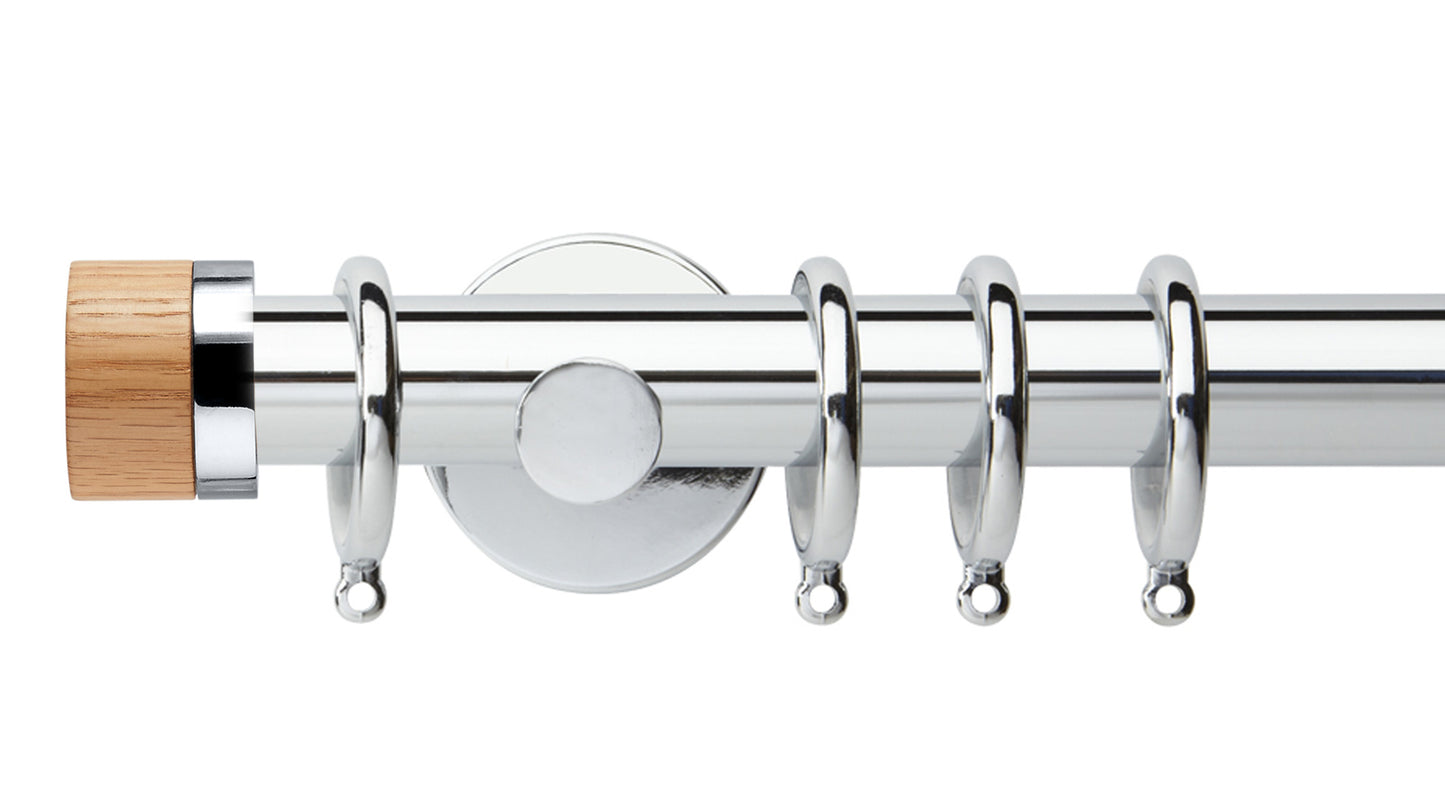 Rolls Neo Oak Stud 35mm Metal Curtain Pole - Fendow