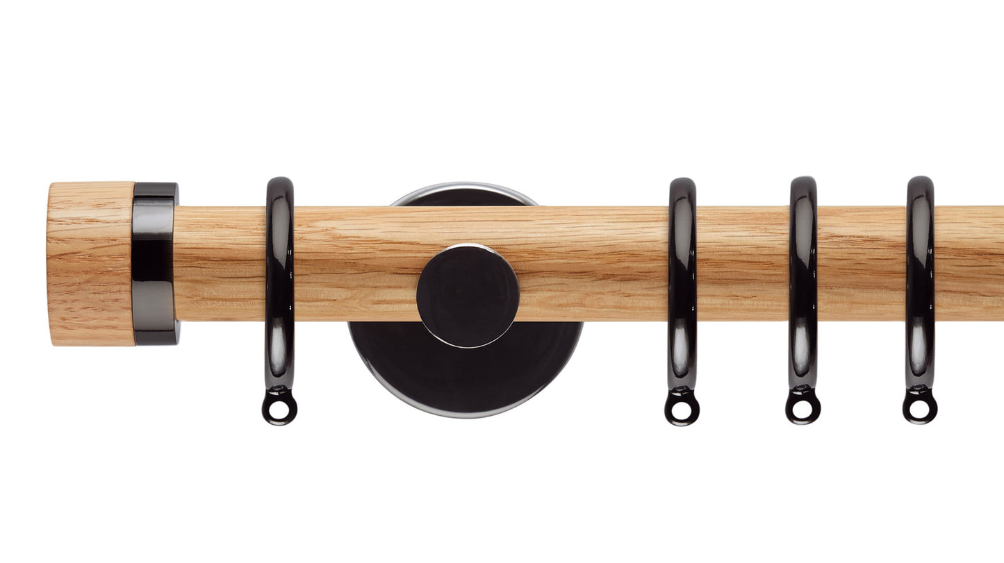 Rolls Neo Oak Stud 35mm Wooden Curtain Pole - Fendow