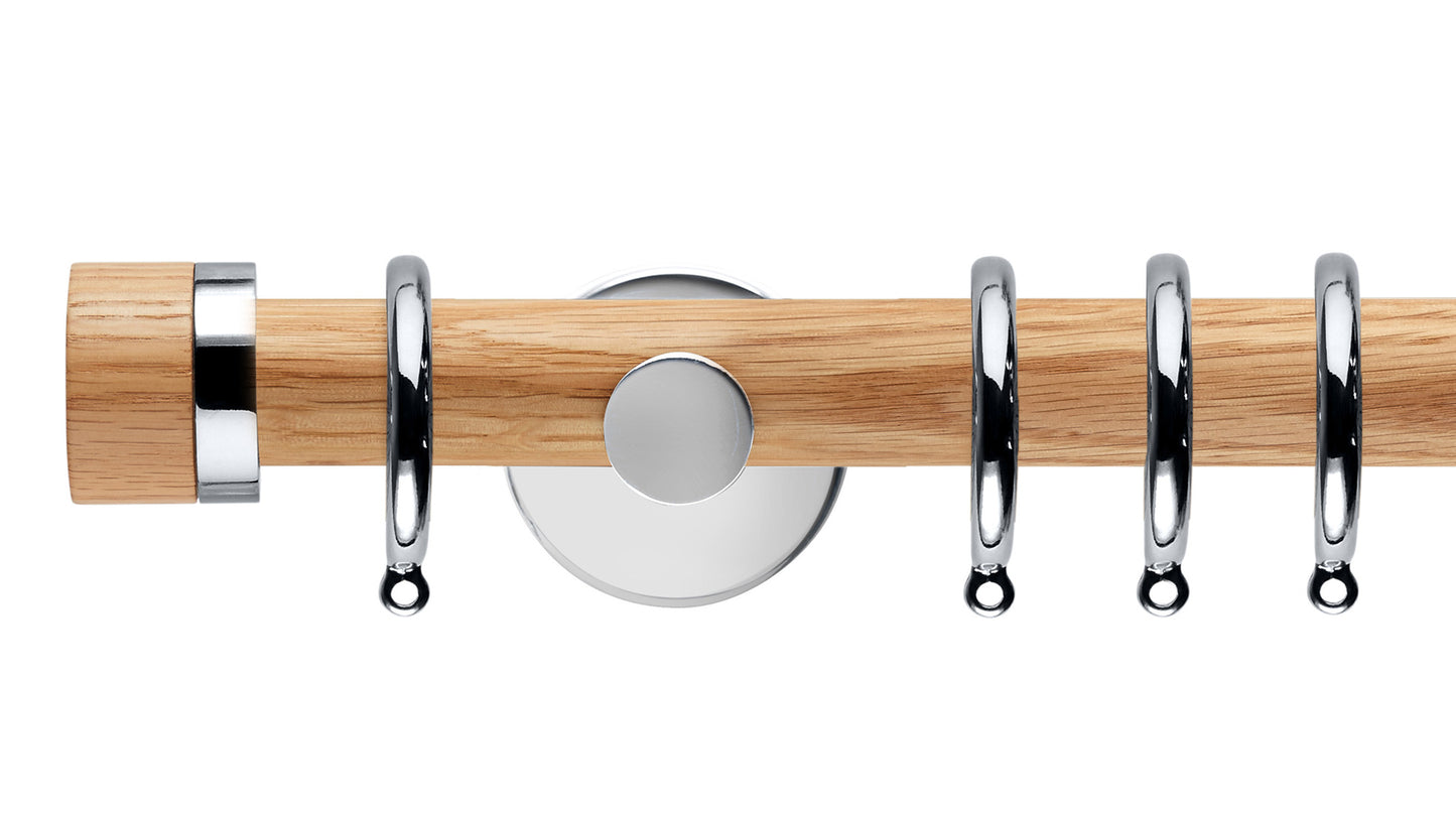 Rolls Neo Oak Stud 35mm Wooden Curtain Pole - Fendow